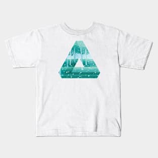 Artistic Geometric Triangle With A Calm Forest Scene Kids T-Shirt